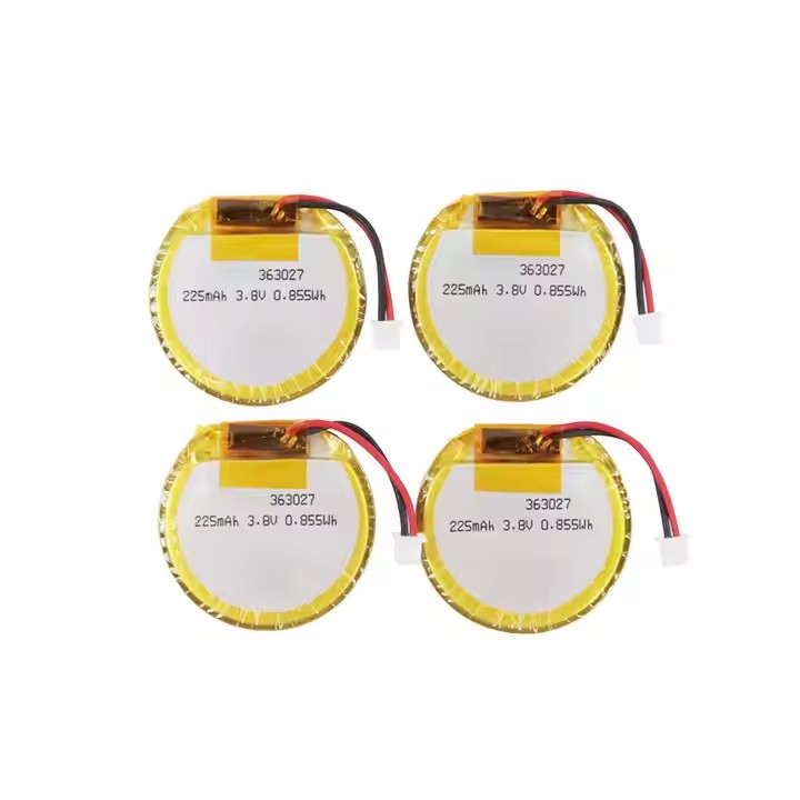 Оптовый заказной литий-полимерный аккумуляторный блок Lipo Round Battery Cell емкостью 3.8v 225mAh 363027 с разъемом